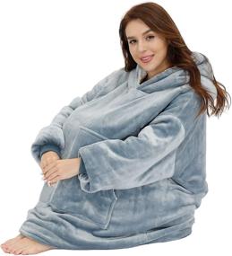 img 1 attached to 🔥 Cozy up with our Original Grey Oversized Wearable Blanket Hoodie – Sherpa Fleece Comfort at Its Best