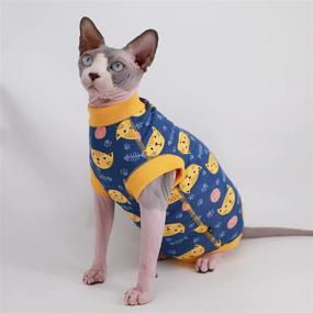 img 2 attached to Breathable Summer Cotton T-Shirts for Sphynx Hairless Cats – Cute Round Collar Vest Sleeveless Kitten Shirts – Apparel for Cats & Small Dogs