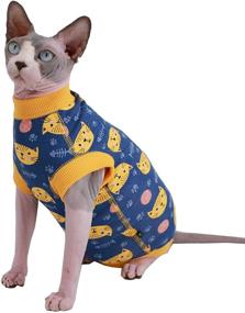 img 4 attached to Breathable Summer Cotton T-Shirts for Sphynx Hairless Cats – Cute Round Collar Vest Sleeveless Kitten Shirts – Apparel for Cats & Small Dogs