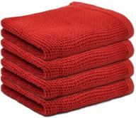 🔴 yuhan pretty 100% cotton waffle weave kitchen towels set - super absorbent & quick drying dish cloths - soft, 13x28 inches - 4 pack in red logo