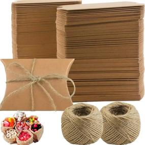 img 4 attached to 🎁 LeonBach 100 Pcs Pillow Boxes and 197 Ft Jute Rope: Exquisite Jewelry Packaging Supplies and Wedding Favors Boxes for Earrings & Gifts