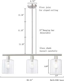 img 2 attached to Stylish Rustic Industrial Chandeliers: Modern 3-Light Glass Shades Pendant Lighting for Vintage Farmhouse Vibes. Perfect for Dining Rooms, Bedrooms, and More!