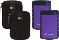 2 transcend 4tb storejet 25h3 anti-shock rugged portable external hard drives (purple) + 2 compact hard drive cases - ultimate storage and protection solution logo