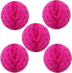 img 4 attached to 🎉 Allydrew 6 Inch Tissue Honeycomb Ball: Vibrant Hot Pink Hanging Party Decor for Weddings, Birthdays, Baby Showers, and Nursery Décor - 5 Pack