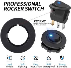 img 2 attached to 🚗 Enhanced AutoEC Rocker Switch: 12V 20A Blue LED Lighted Round SPST On/Off - Perfect for Car, Auto, Truck, Boat, Marine (2+5)