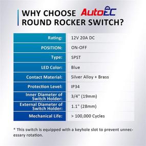 img 3 attached to 🚗 Enhanced AutoEC Rocker Switch: 12V 20A Blue LED Lighted Round SPST On/Off - Perfect for Car, Auto, Truck, Boat, Marine (2+5)