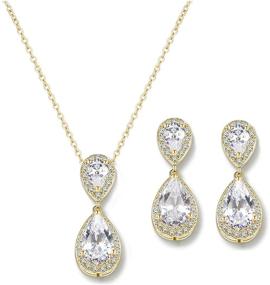 img 4 attached to 💎 Mesmerizing UDORA Teardrop CZ Jewelry Set: Perfect Bridal Gifts for Bridesmaids, Weddings, and Prom