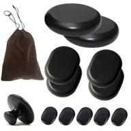 premium bestnewie massage hot stones kit with mushroom-shaped guasha tool - 12pcs, basalt rocks for relaxation, spa, and massage therapy - storage velvet bag included logo