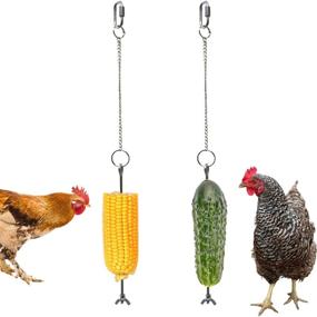 img 4 attached to 🐓 Vehomy Chicken Fruit & Veggie Skewer Holder for Hens - Pet Chicken Vegetable Hanging Feeder Toy for Larger Birds (2PCS)