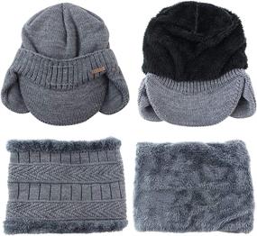 img 2 attached to 🧢 Men's Winter Beanie with Visor, Earflaps, and Fleece Scarf Set - Outdoor Hat