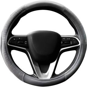 img 4 attached to 🚗 Optimized Universal 14.5 to 15 Inch Car Steering Wheel Cover – TPR Odorless, Heat Resistant, Anti-Slip, Warm in Winter & Cool in Summer – Black/Grey by HOUSE DAY