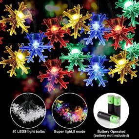 img 3 attached to 🎄 Multicolor Christmas Snowflake String Lights - 20 Ft Fairy Waterproof Snowflake Lights with 2 Modes for Outdoor Indoor Bedroom Party Xmas Garden Patio Tree Decorations - Battery Operated