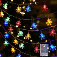 🎄 multicolor christmas snowflake string lights - 20 ft fairy waterproof snowflake lights with 2 modes for outdoor indoor bedroom party xmas garden patio tree decorations - battery operated logo