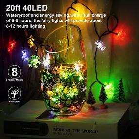 img 2 attached to 🎄 Multicolor Christmas Snowflake String Lights - 20 Ft Fairy Waterproof Snowflake Lights with 2 Modes for Outdoor Indoor Bedroom Party Xmas Garden Patio Tree Decorations - Battery Operated