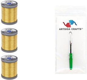 img 1 attached to 🧵 Coats & Clark Sewing Thread Metallic Embroidery Thread 125 Yards (3-Pack) Bright Gold Bundle with Bonus Artsiga Crafts Seam Ripper