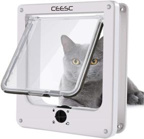 img 4 attached to 🚪 CEESC Magnetic Cat Doors with 4 - Way Locking Mechanism - Upgraded Version, Ideal for Cats, Kitties, and Kittens