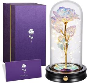 img 4 attached to 🌹 Glass Rose Galaxy Flower Gift for Women: Enchanting Beauty and The Beast Dome, Perfect Present for Christmas, Birthdays, Anniversaries & More!