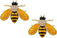 honeybee bee enamel small brooch pin set - stunning gold tone crystal accents logo