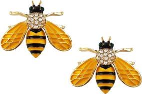 img 4 attached to Honeybee Bee Enamel Small Brooch Pin Set - Stunning Gold Tone Crystal Accents
