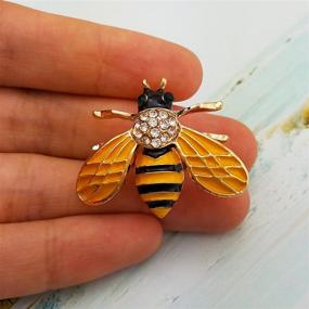 img 3 attached to Honeybee Bee Enamel Small Brooch Pin Set - Stunning Gold Tone Crystal Accents