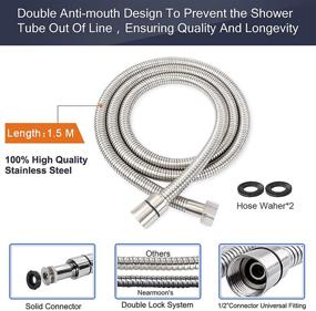 img 1 attached to NearMoon Shower Set - High-Pressure Stainless Steel 8 Inch Rain Showerhead with Hose and Handheld Shower Spray Combo, Featuring 5 Settings and Easy Operation with Push Button Flow Control