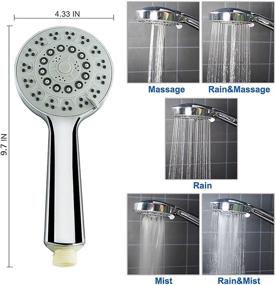 img 2 attached to NearMoon Shower Set - High-Pressure Stainless Steel 8 Inch Rain Showerhead with Hose and Handheld Shower Spray Combo, Featuring 5 Settings and Easy Operation with Push Button Flow Control