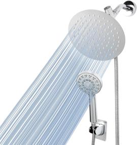 img 4 attached to NearMoon Shower Set - High-Pressure Stainless Steel 8 Inch Rain Showerhead with Hose and Handheld Shower Spray Combo, Featuring 5 Settings and Easy Operation with Push Button Flow Control