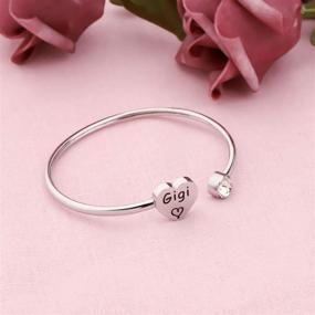 img 1 attached to 👵 LQRI Gigi Bracelet - Grandma Gift with Love Heart Charm, Cuff Bangle for Sweet Family - Grandmother Jewelry, Best Gigi Ever Gift