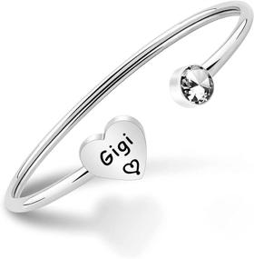 img 4 attached to 👵 LQRI Gigi Bracelet - Grandma Gift with Love Heart Charm, Cuff Bangle for Sweet Family - Grandmother Jewelry, Best Gigi Ever Gift