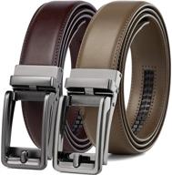 👞 men's adjustable buckle leather comfort accessories with ratchet technology logo