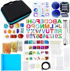 img 4 attached to AINAZ Resin Jewelry Making Starter Kit: Complete Resin Kits for Beginners with Alphabet, Jewelry Coaster & Holder Silicone Resin Molds, Glitters, Foil Flakes, Accessories, Keychains & Zipper Storage Bag