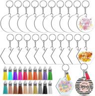 clear acrylic keychain blanks set - 80pcs for vinyl crafts: includes 40pcs acrylic blanks, 20pcs keychain tassels, 20pcs key chain rings and 20pcs jump rings for diy keychain crafting logo