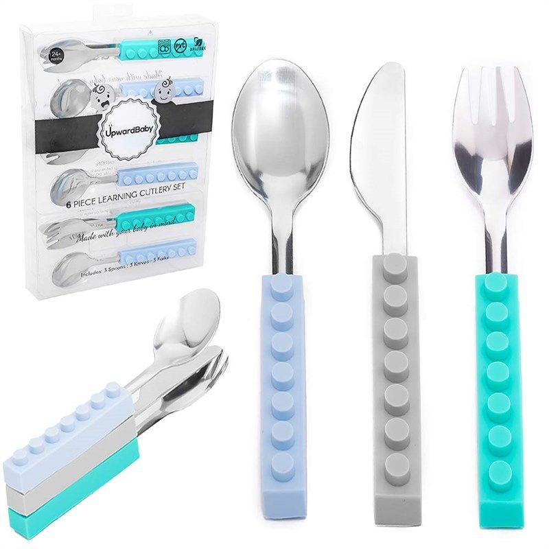 stainless upwardbaby learning silverware interlocking 로고