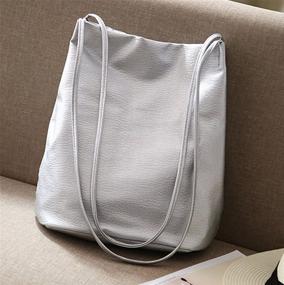 img 1 attached to Кожаные сумки для женщин: дизайн ведра с плечевым ремнем - идеальные сумки и кошельки для модных хобо-сумок.