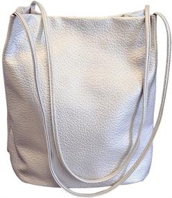 img 4 attached to Кожаные сумки для женщин: дизайн ведра с плечевым ремнем - идеальные сумки и кошельки для модных хобо-сумок.