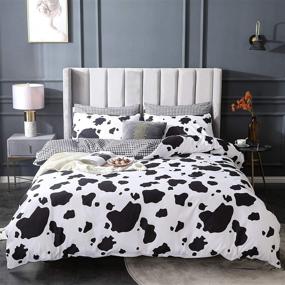 img 4 attached to 🐄 ANMINY Cow Print Duvet Cover Set - Ultra Soft 3 Piece Bedding Kit with Pillow Cases, King Size