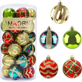 img 4 attached to 🎄 Premium 30pcs Shatterproof Christmas Balls Ornaments for Xmas Trees - Red, Green & Gold