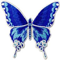 🦋 blue butterfly embroidered patch - iron on sew on badge logo