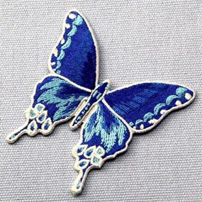 img 2 attached to 🦋 Blue Butterfly Embroidered Patch - Iron On Sew On Badge