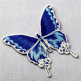 img 1 attached to 🦋 Blue Butterfly Embroidered Patch - Iron On Sew On Badge