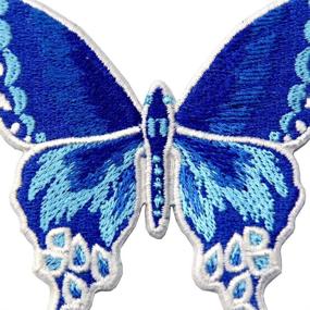 img 3 attached to 🦋 Blue Butterfly Embroidered Patch - Iron On Sew On Badge