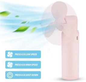 img 3 attached to DMH Handheld Fan: Super Mini Personal Fan with USB Rechargeable Battery - 2 Speeds, Foldable & Cute Portable Fan for Girls, Women and Kids - Ideal for Outdoor Travelling, Home, Office, and Travel (Pink)