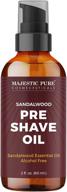 🪒 majestic pure sandalwood pre shave oil for men - top shaving oil for safety razor, straight razor - ideal for sensitive skin, silky smooth and irritation free shave - alcohol free, 2 fl oz logo