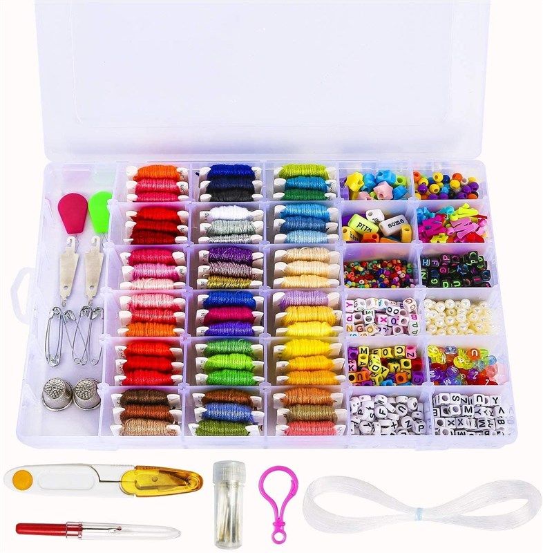 Peirich Jewelry Making Bead Kits, Includes 44 Embroidery Floss with 3-Tier  Organizer Storage Box with Threads, Over 4900 Beads for Friendship
