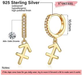 img 3 attached to 🌟 S925 Sterling Silver Huggie Hoop Earrings with 14K Gold Plating, Horoscope Zodiac 12 Constellation Astrology Earrings for Women and Girls, Small Hypoallergenic Constellation Huggie Earrings, Ideal Gifts