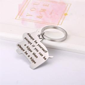 img 2 attached to Hippopotamus-Themed Inspiration Keychain: An Inspirational Gift for Yourself and Loved Ones