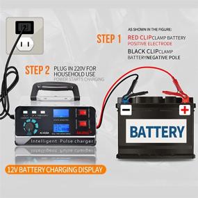 img 1 attached to LUNDA Smart Battery Charger: Efficient 12V/24V Automotive Charger for Car, Truck, Boat, Motorcycle, and RV - 400Ah Maintainer and Trickle Charger