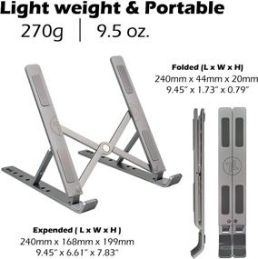 img 3 attached to Gray Foldable Aluminum Laptop Stand with 7 Angle Adjustable Desk 📱 Stand – Compatible with MacBook Air, MacBook Pro, iPad, Tablet, and Laptop