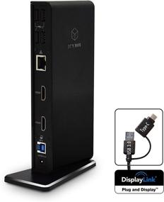 img 4 attached to Universal Laptop Docking Station for Windows/Mac - Dual Monitor Dock (Dual HDMI, Gigabit Ethernet, Audio, 4 USB Ports) with USB B to A/C Cable by ICY BOX