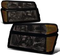 🔦 dna motoring black housing amber corner smoke lens headlights with signal & bumper lights for 04-12 colorado & canyon logo